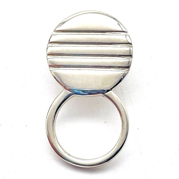 Modern Silver Tone Brooch Circle Ring Minimalist Geometric Statement Eyeglass - Picture 1 of 6